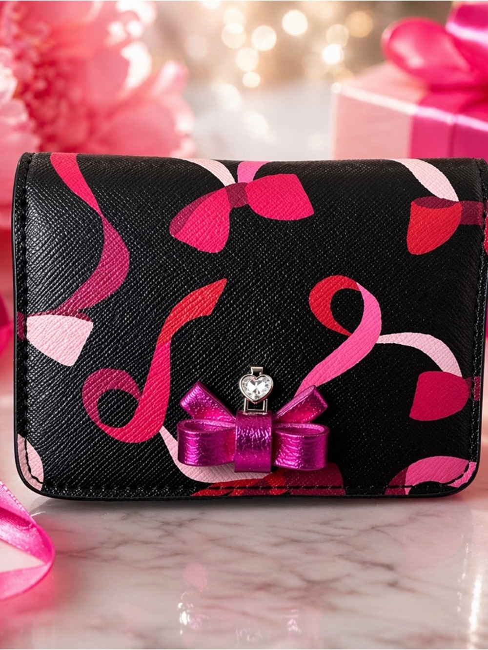 Kate Spade Wrapping Party  Pink‎ Metallic Bow Women's Wallet NWT $159 MSRP